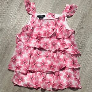 Calvin Klein Pink and White Ruffled Blouse